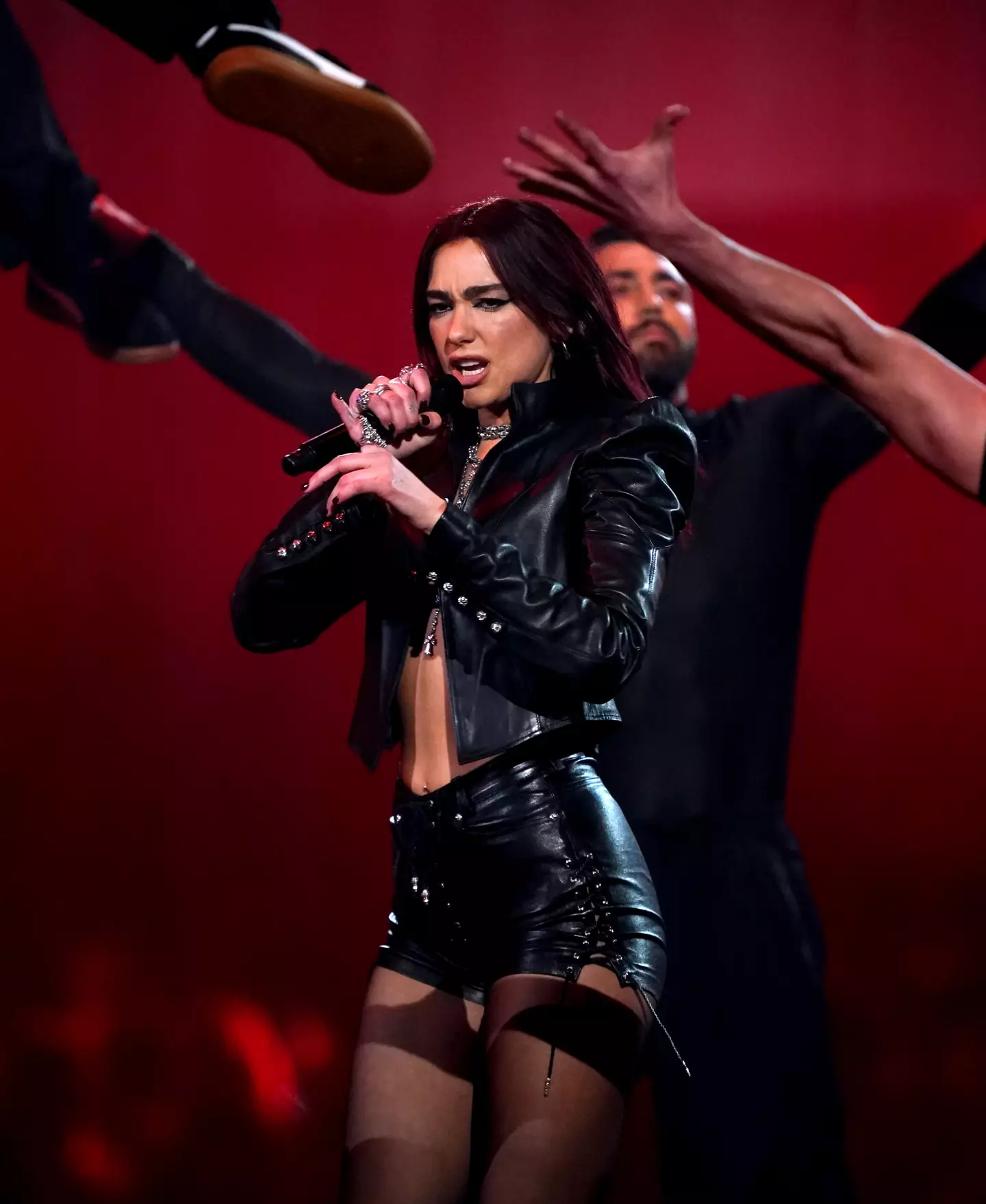 Dua Lipa performing during the Brit Awards 2024 at the O2 Arena, London. 