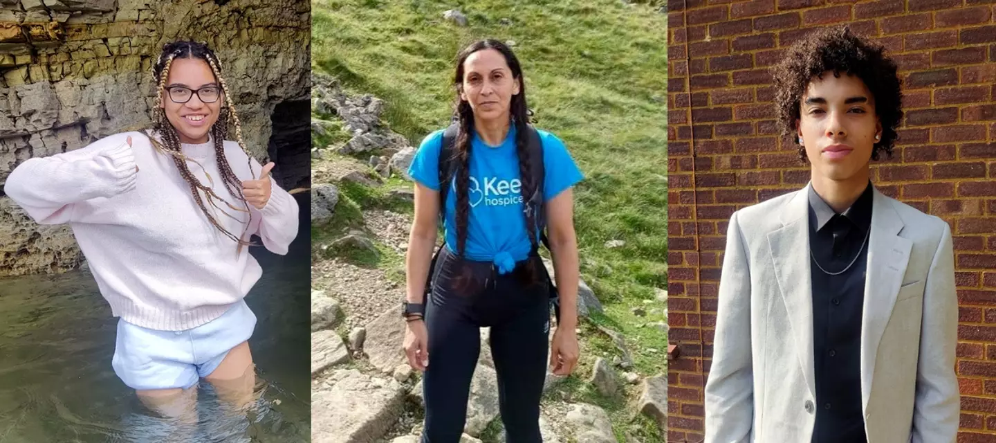 Nicholas Prosper, shot his mum, Juliana Falcon (middle) and siblings Kyle (right) and Giselle (left) in Luton in September 2024 (PA)