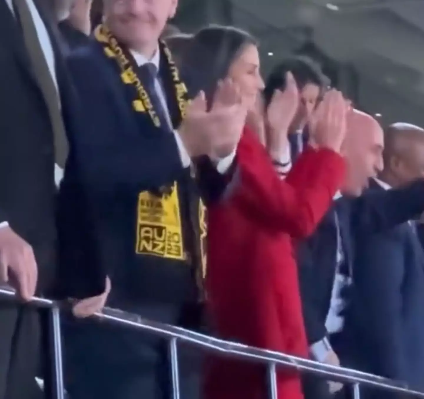 If you're wondering which one is Rubiales he's the one with his hand on his ding-a-ling.