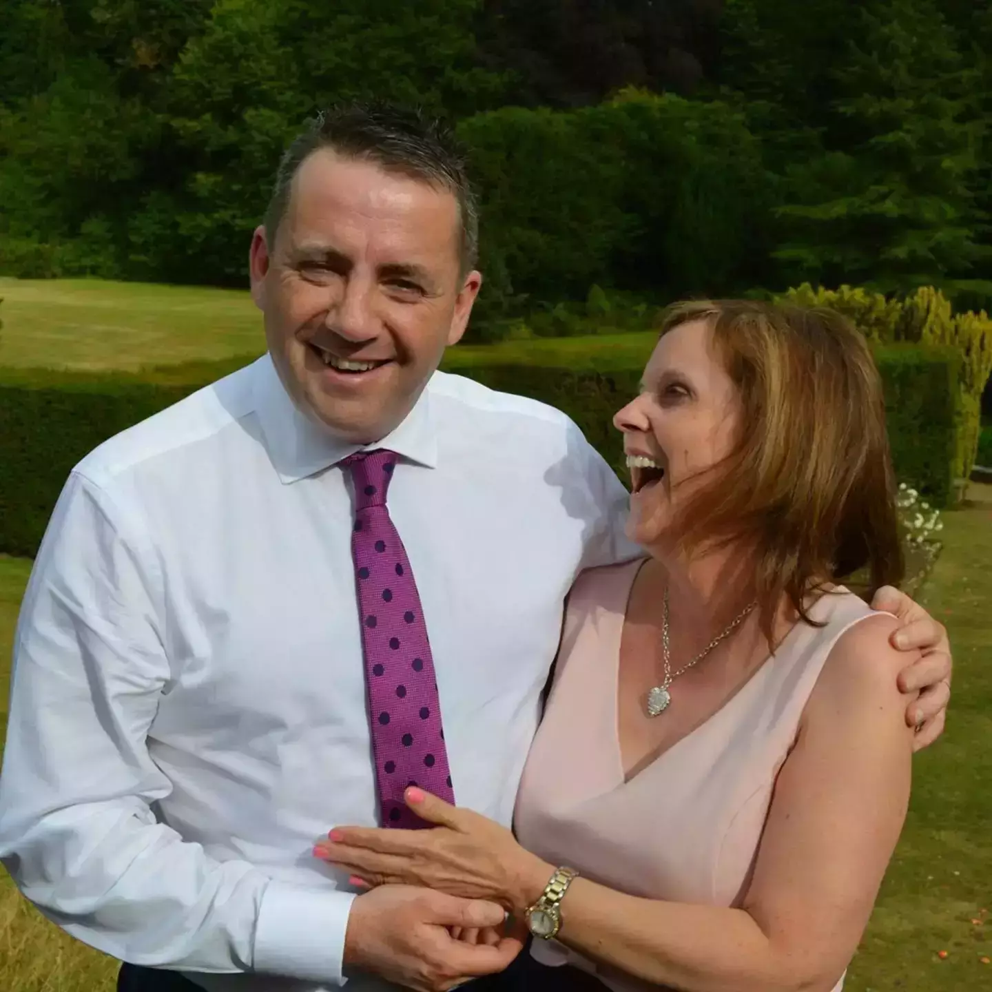 Racing commentator John Hunt with his wife Carol (BBC)
