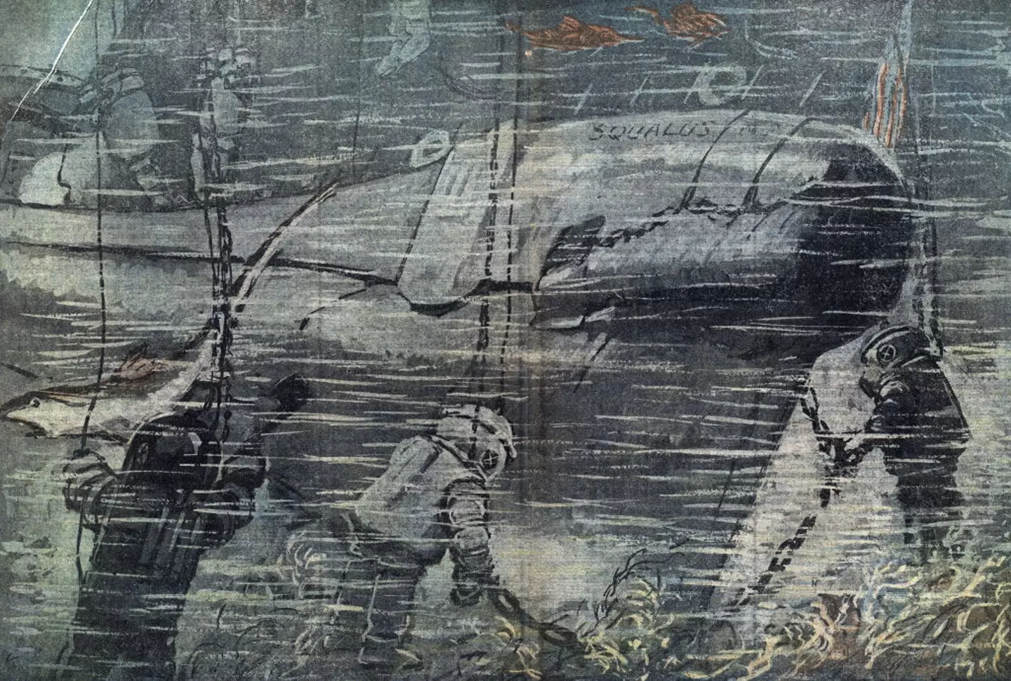 A depiction of the USS Squalus rescue published at the time (Bridgeman via Getty Images)