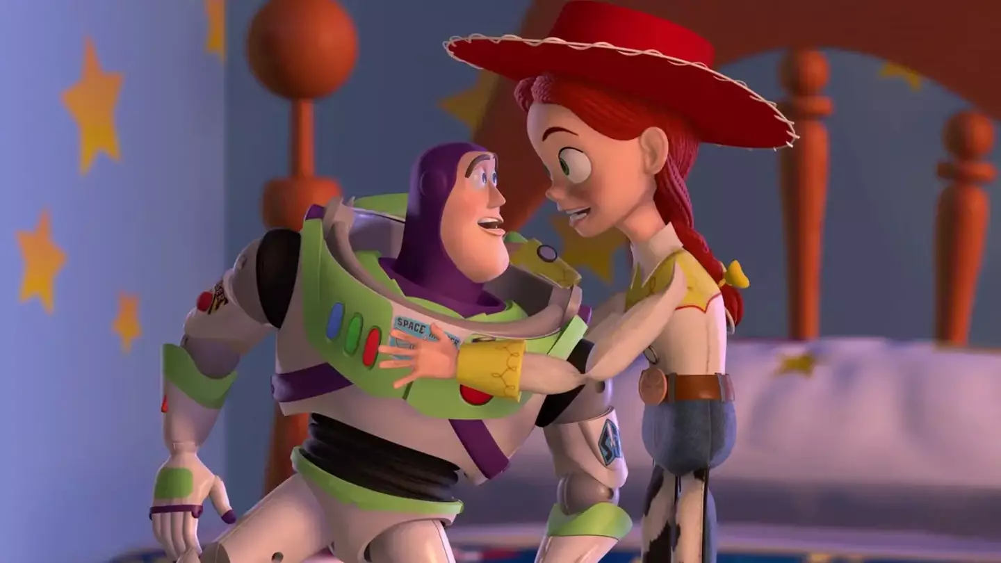 Buzz Lightyear gets a bit over-excited after watching cowgirl Jessie perform stunts around Andy's bedroom.
