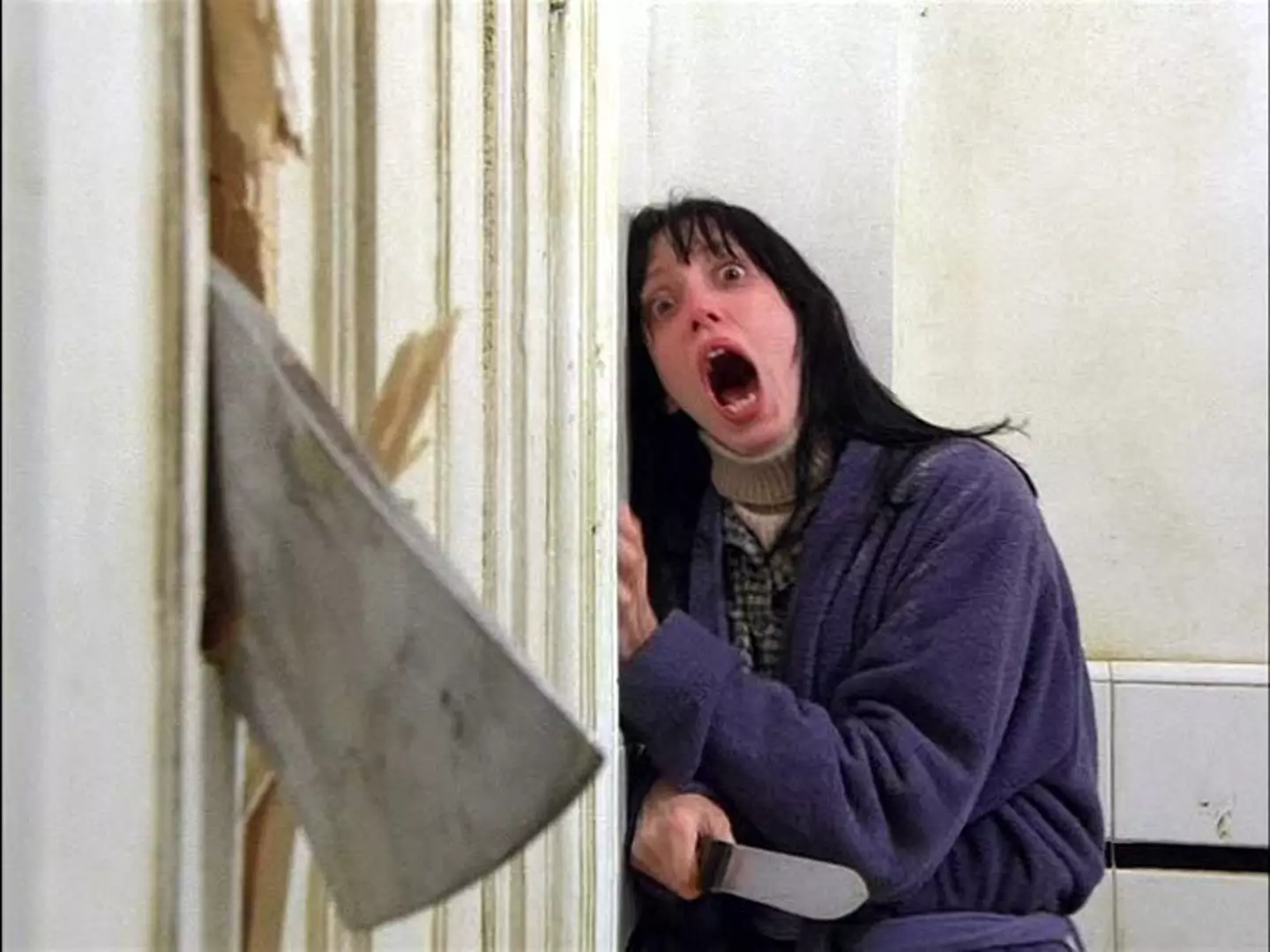 Doors are common in horror movies, like this one in The Shining.