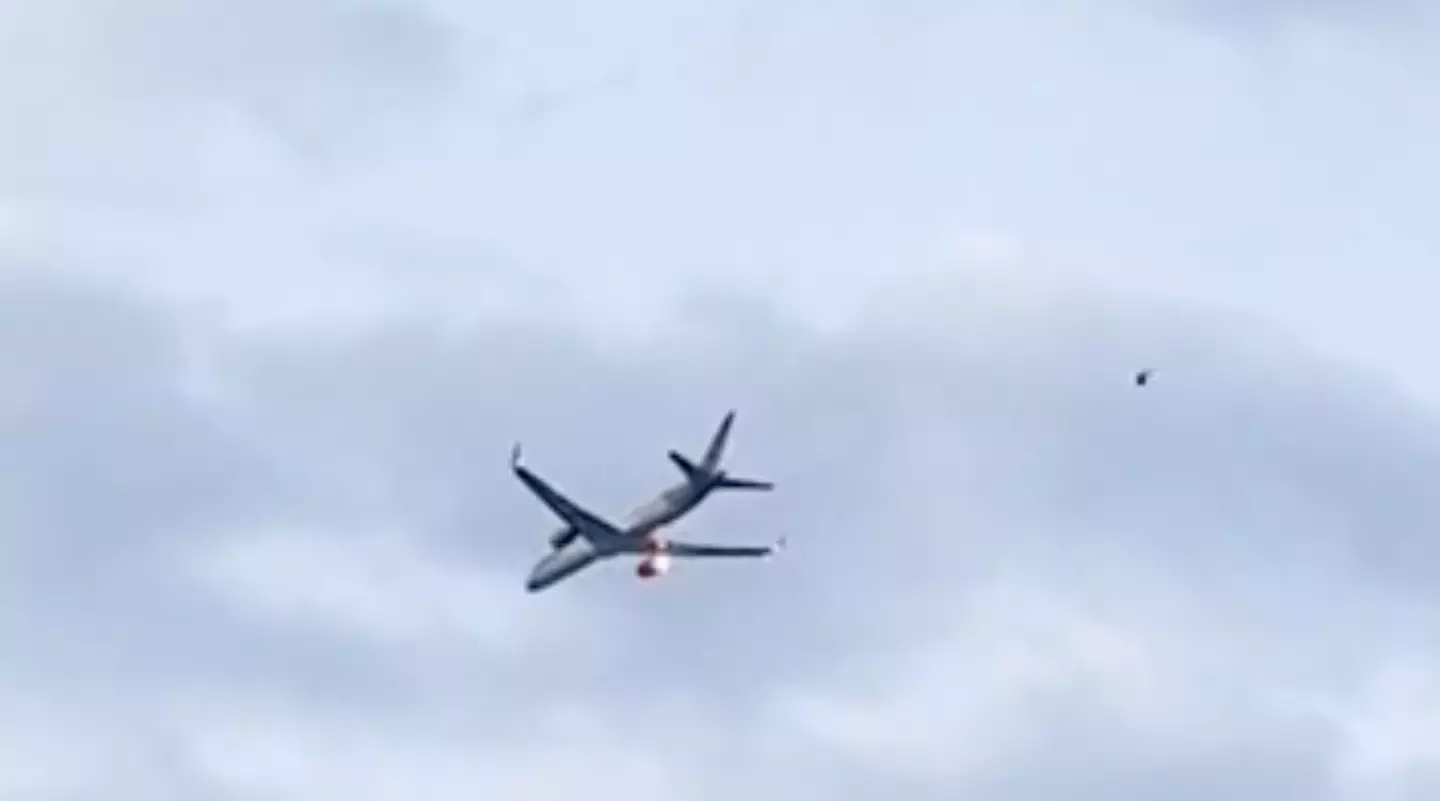 Part of the plane burst into flames for those on the ground to see (Viral Press)