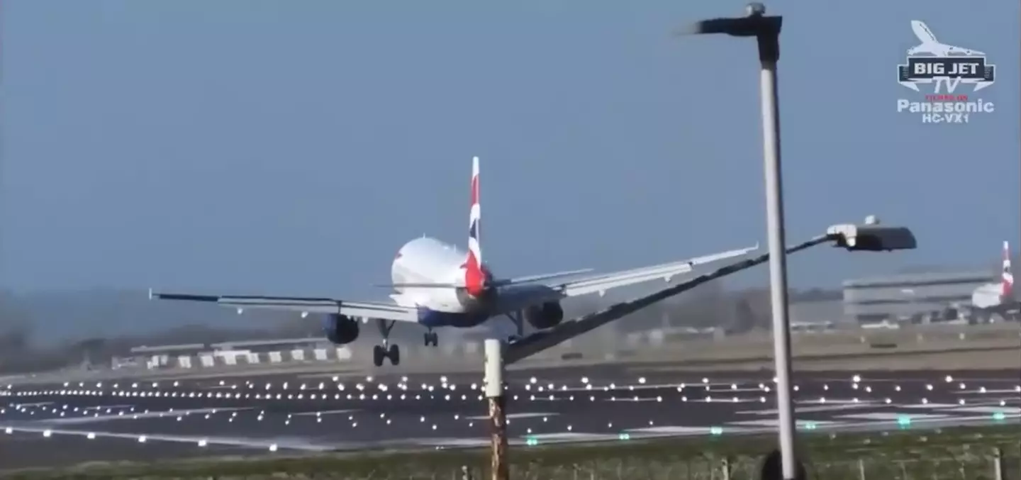 A British Airways plane aborts a landing at Heathrow.