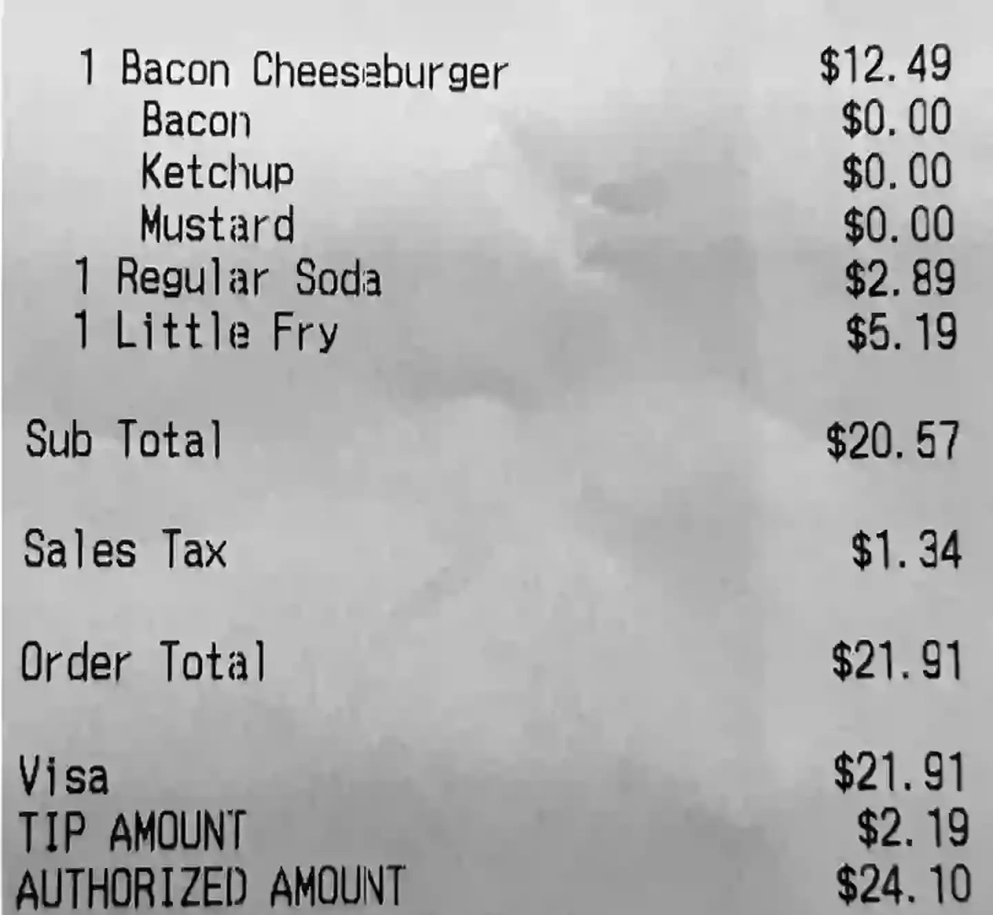 The Five Guys receipt which went viral for its total cost (X/@WallStreetSilv)