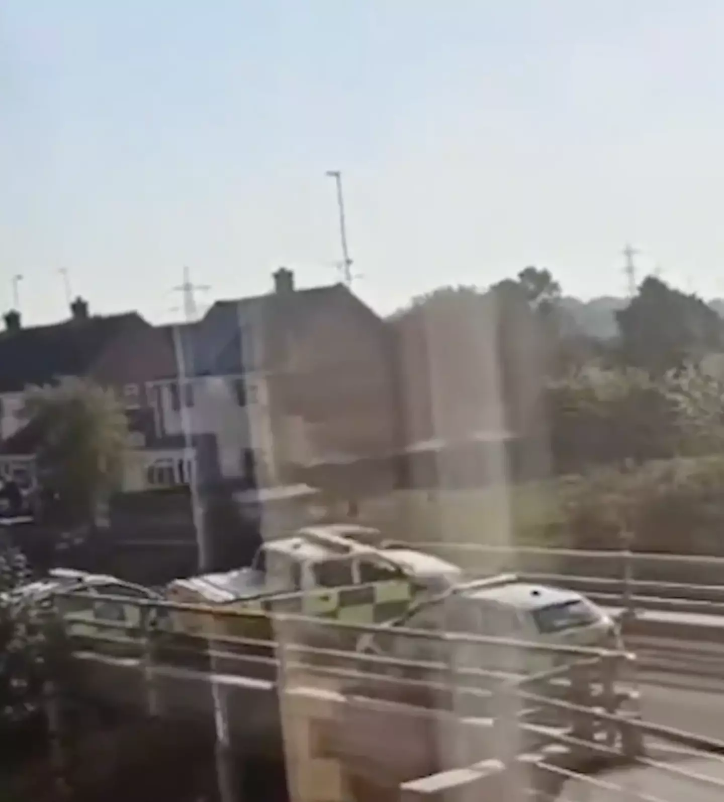 The military truck ploughed through a police roadblock.