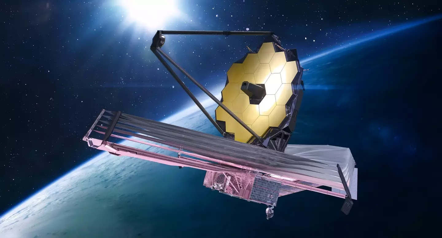 JWST in space near Earth.