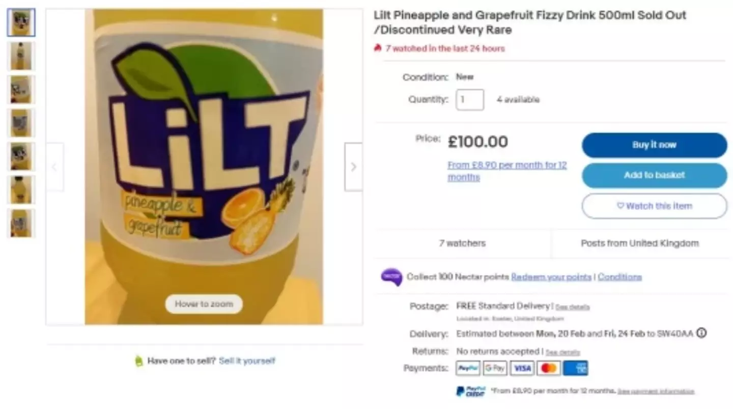 If you're feeling unwise and want to part with £100 there's a big bottle of Lilt on eBay.