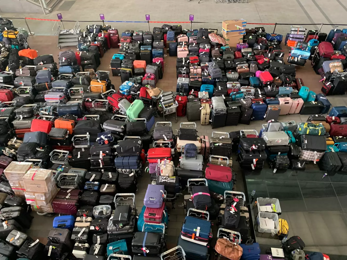 Heathrow's Terminal 2 was covered in what was described as a 'luggage carpet'.