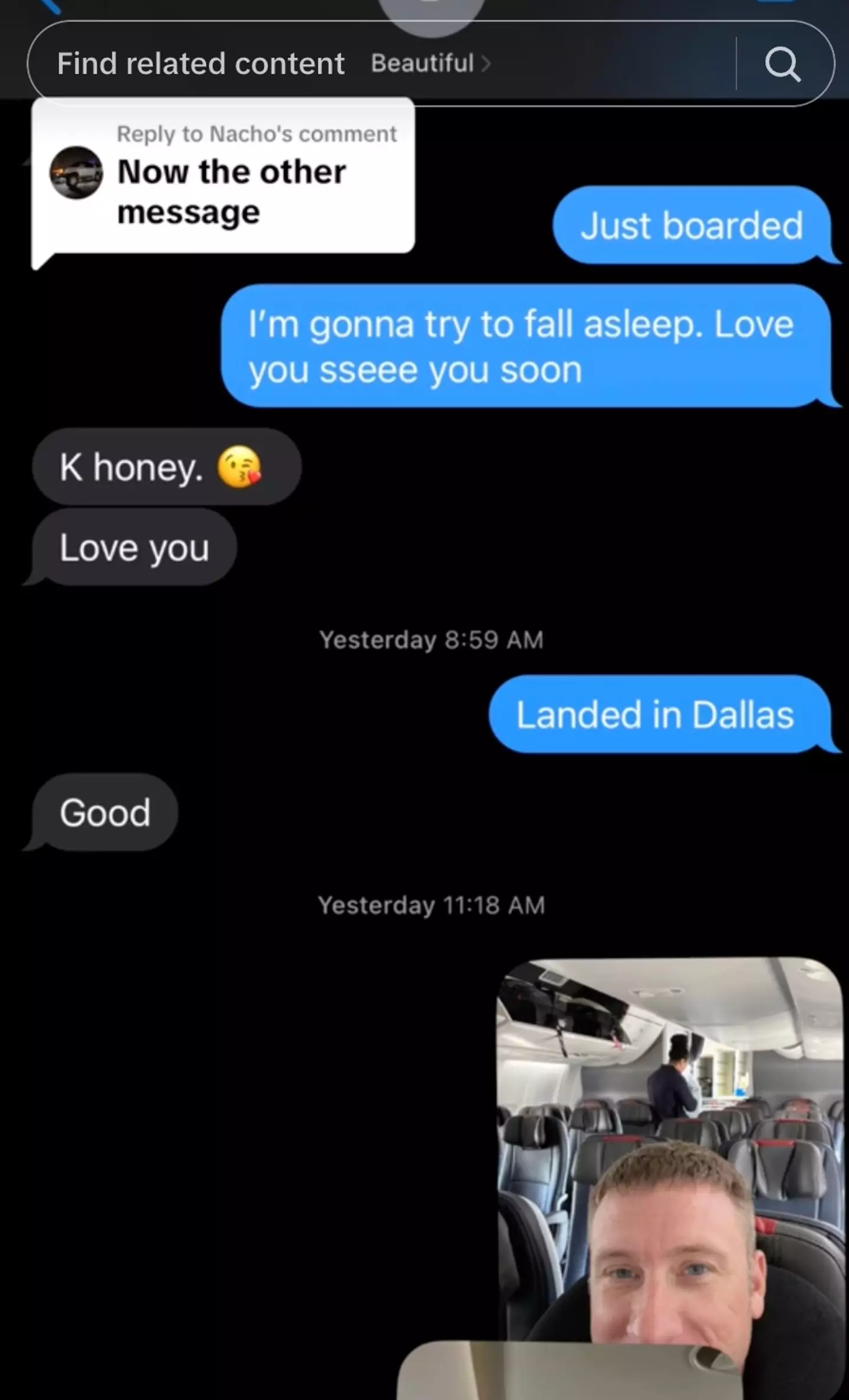 Said text to his wife.