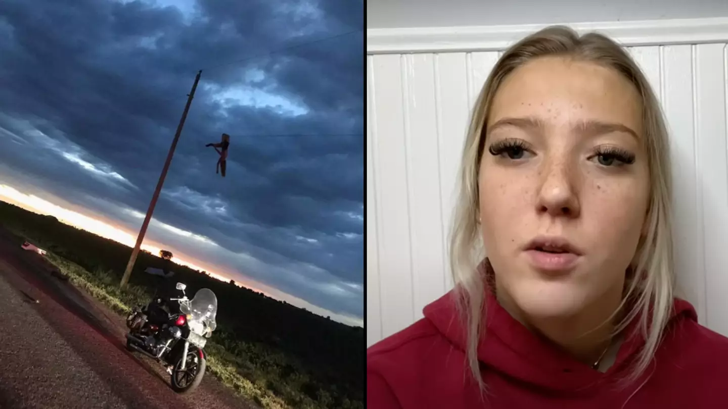 Teenager left hanging by broken leg on power line after car crash explains the scariest part of the accident
