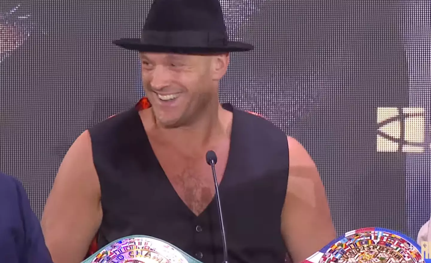 Fury was all smiles at the press conference on Thursday night. (Sky Sports and Ring of Fire)