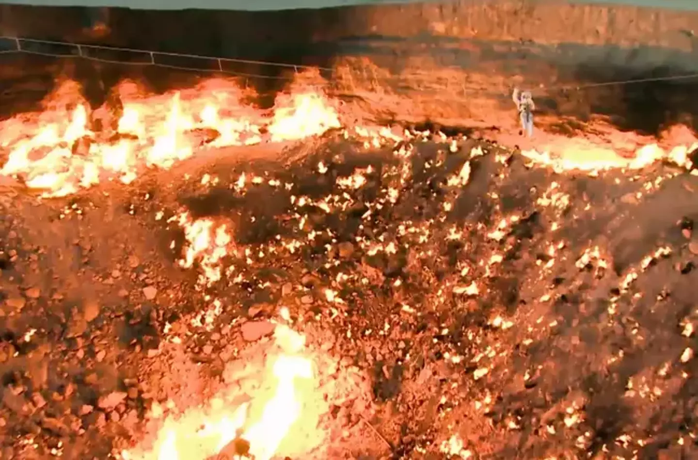 Other eternal flames around the world include the 'Door to Hell', a crater burning atop a natural gas deposit which has been burning ever since people set it on fire decades ago.