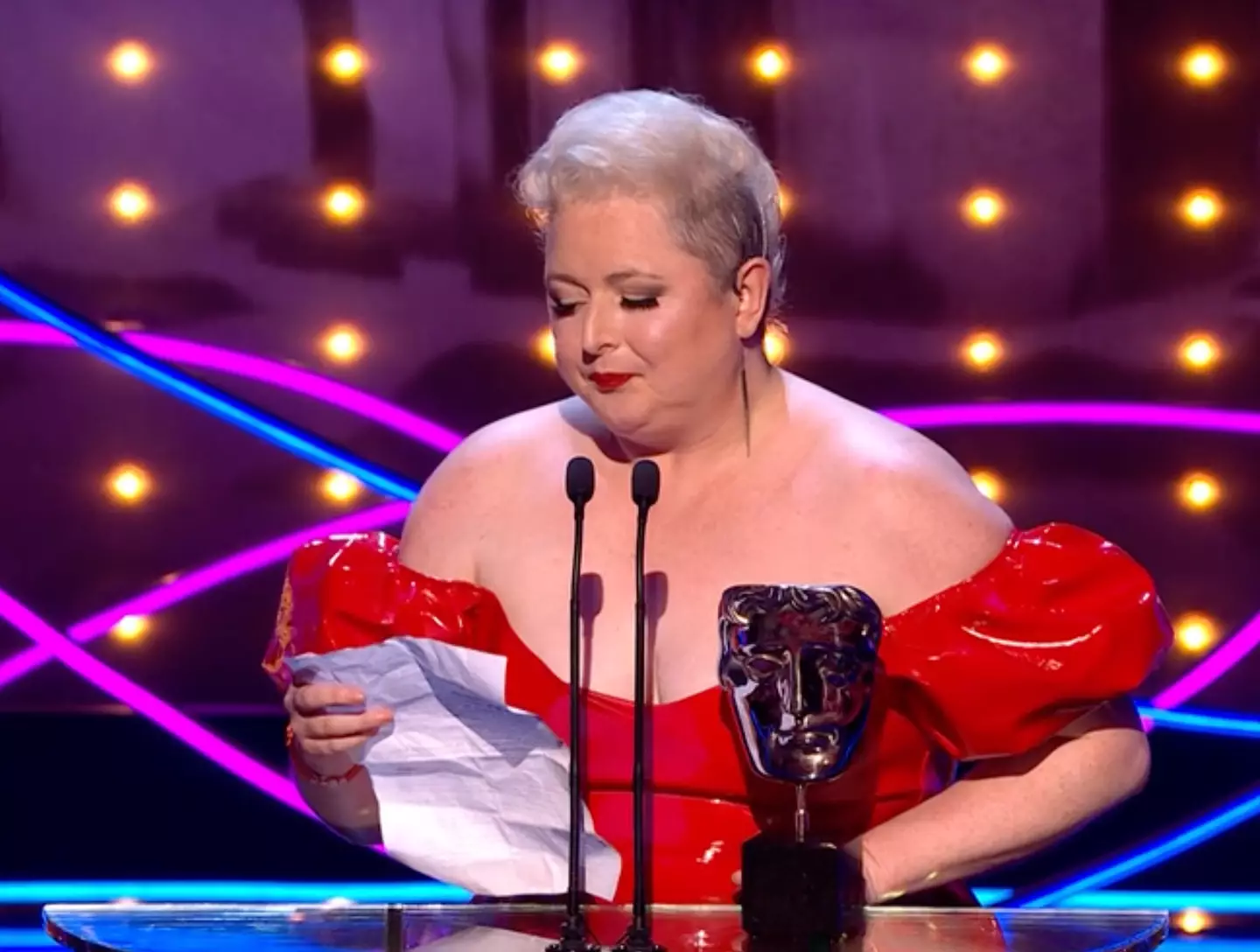 She then made a political statement during her speech.