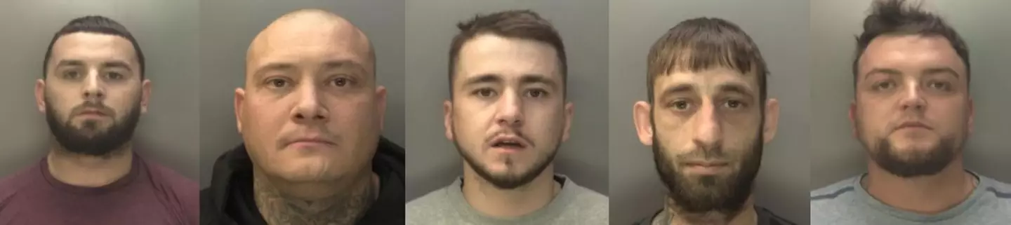 Five members of a Birmingham gang were arrested at gunpoint in what was a very tense exchange with police.