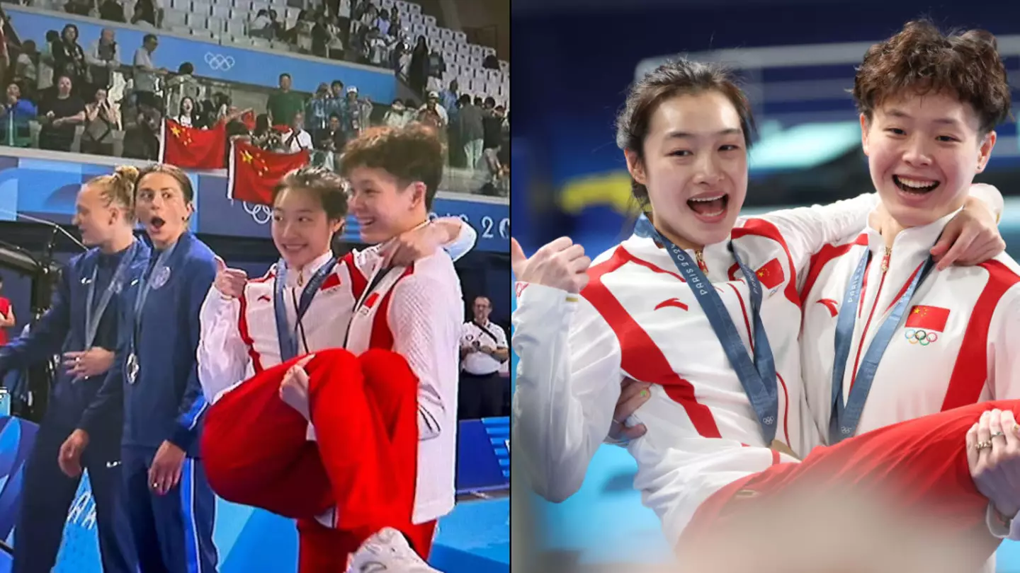 Reason behind Chinese divers' cosy celebration which left US silver medalist stunned