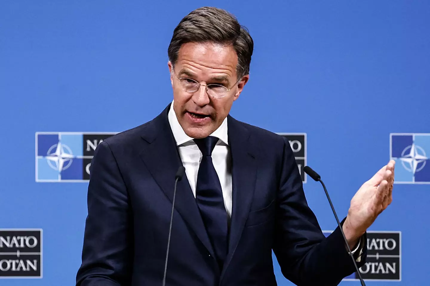 NATO Secretary General Mark Rutte has spoken about tensions with Russia (SIMON WOHLFAHRT/AFP via Getty Images)