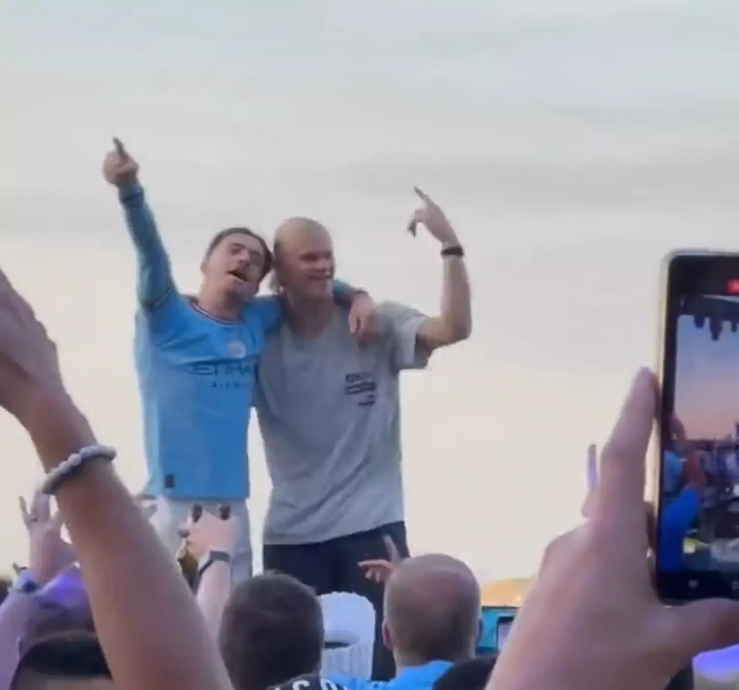 Jack Grealish and Erling Haaland were spotted partying this morning with Grealish still wearing his sky blue kit.
