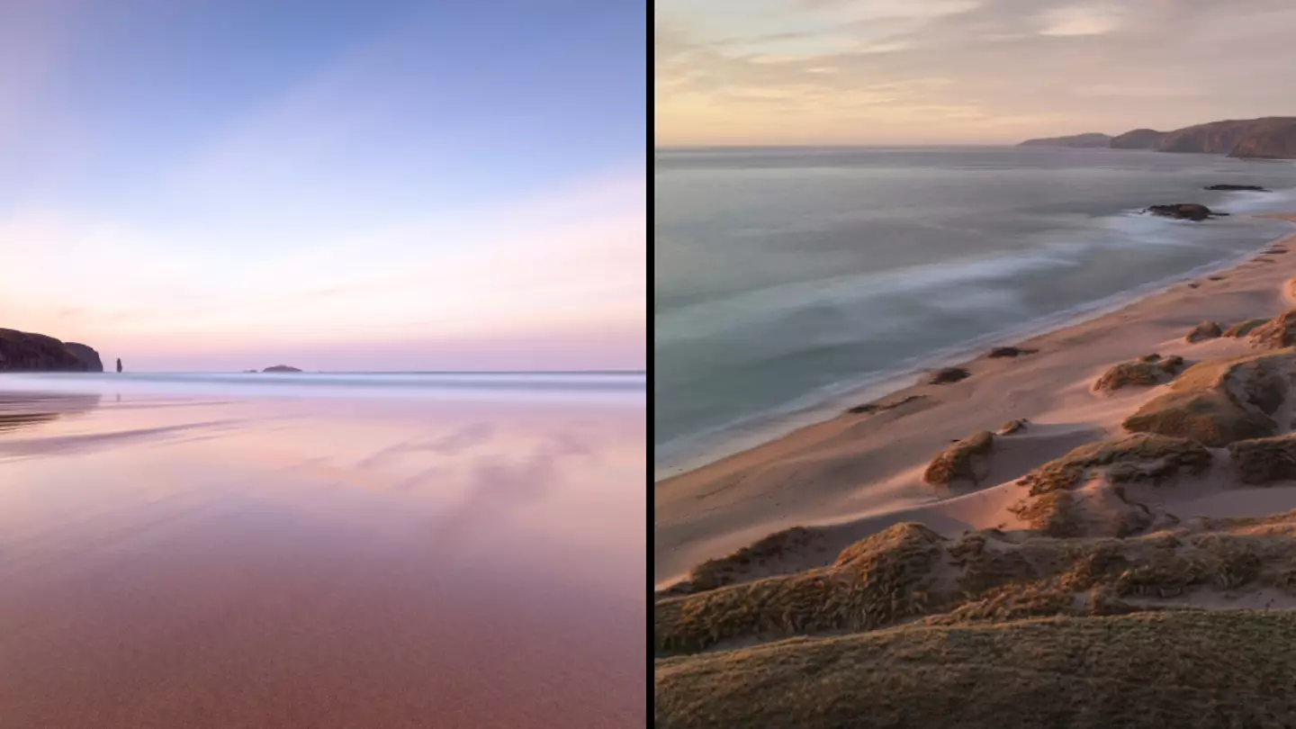 Brits are ditching holidays abroad after discovering mile-long pink beach right here in the UK