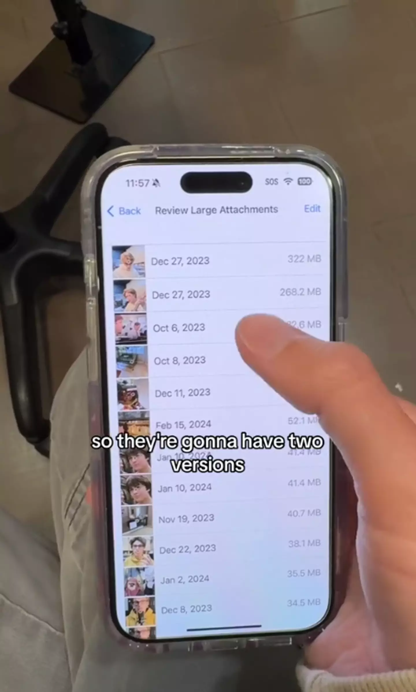 Sending photos to your friends will affect their storage capacity (TikTok/@hitomidocameraroll)