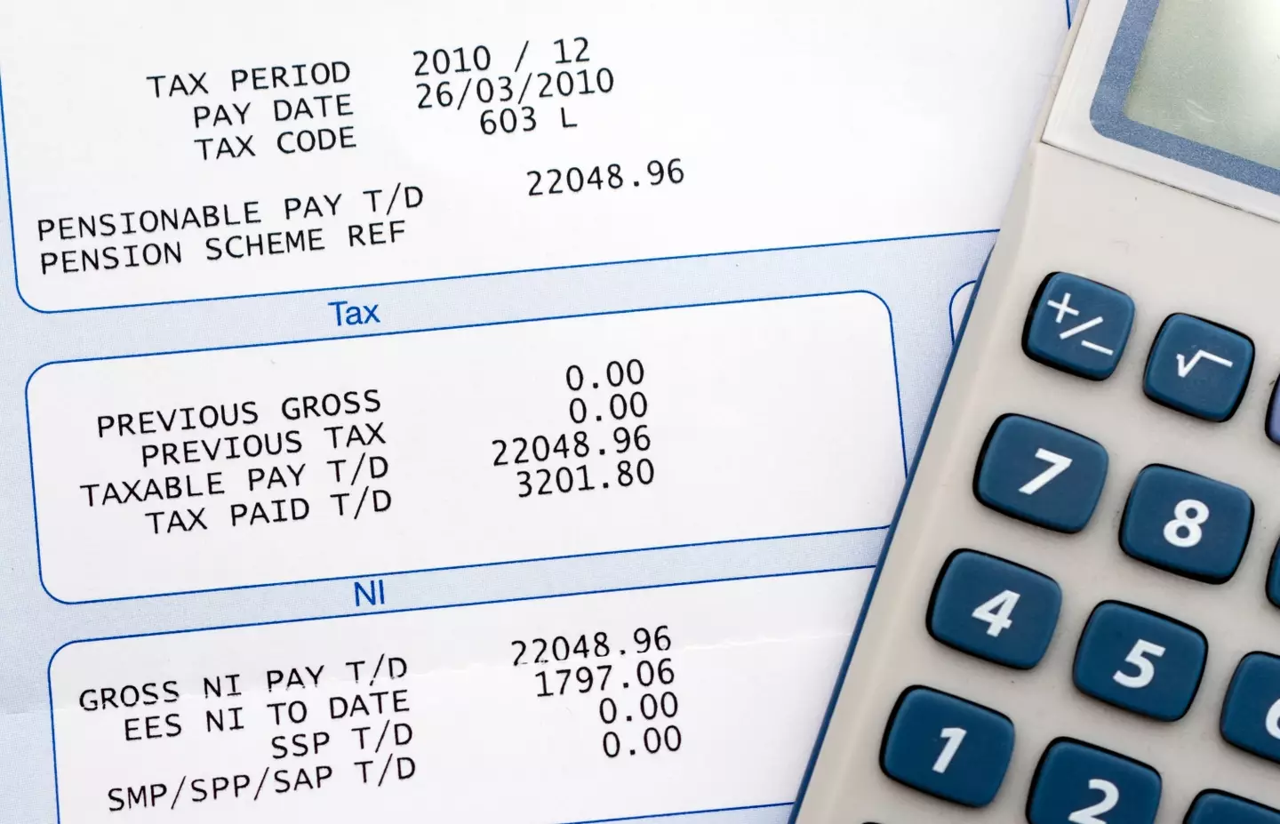 An example of what a payslip looks like. Getty Stock Images
