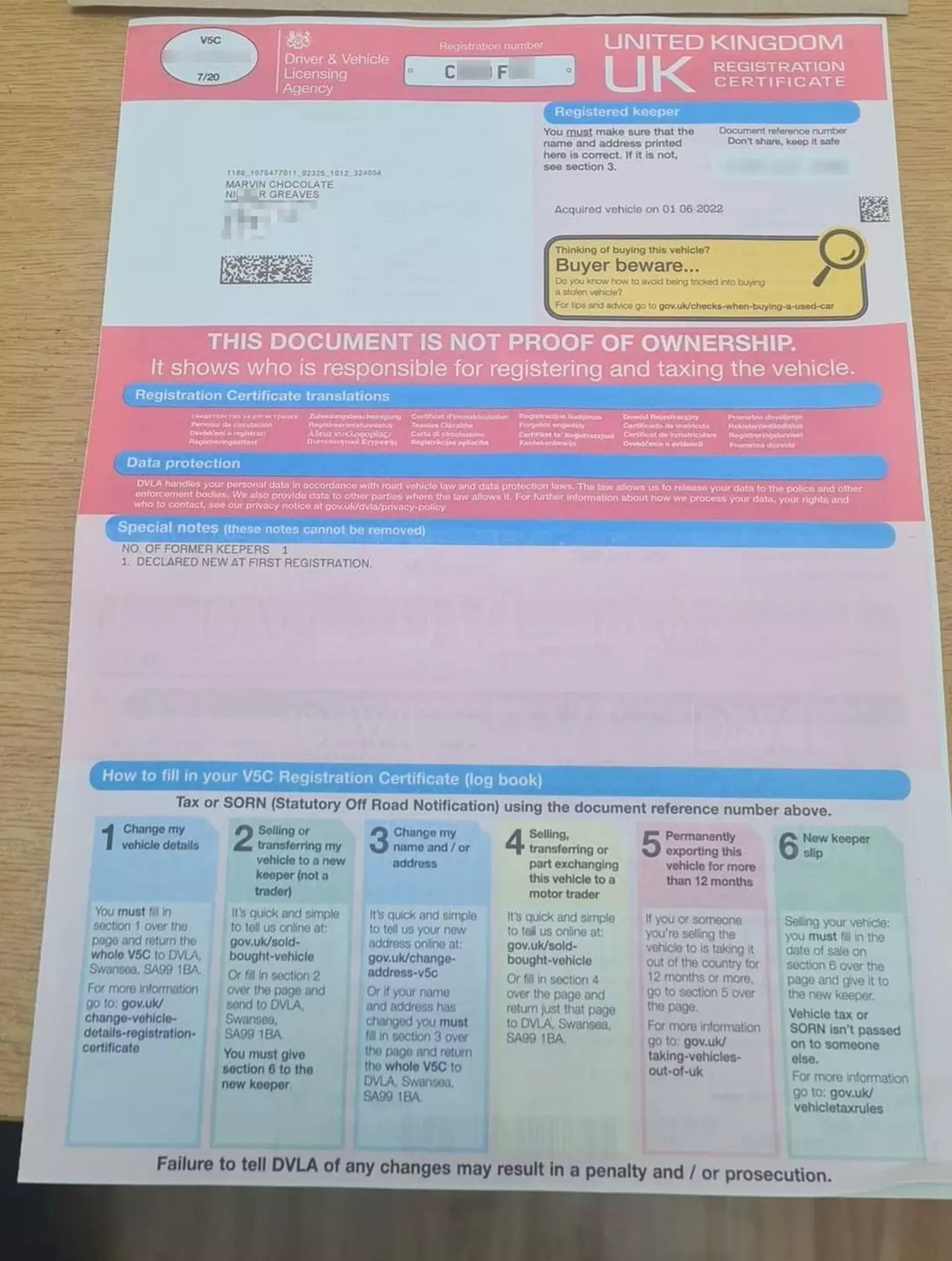 To add further insult, Marvin was sent another logbook with parts of his name replaced by racial slurs.