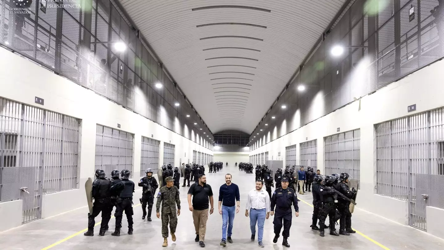 President Nayib Bukele was given a tour of the new prison.