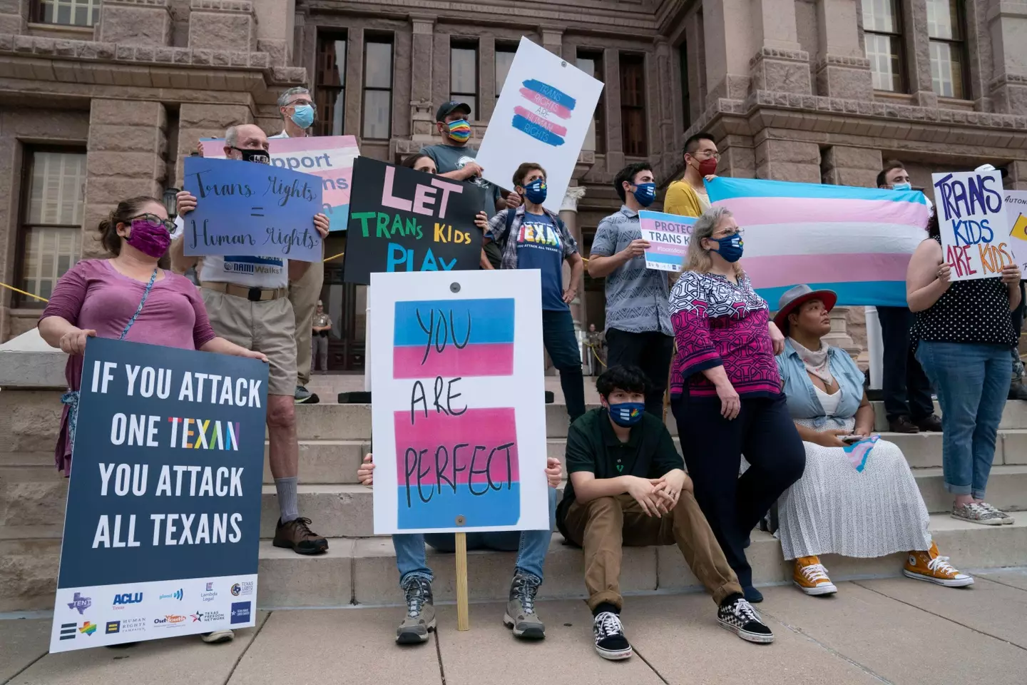 A protest in Texas criticizing several anti-LGBTQ bills.