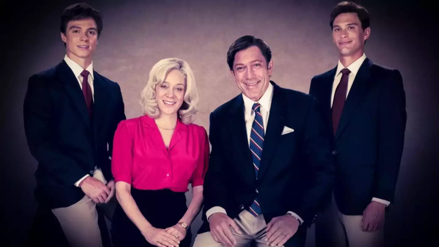 Nicholas Alexander Chavez, Chloë Sevigny, Javier Bardem and Cooper Koch as the Menendez family (Netflix)