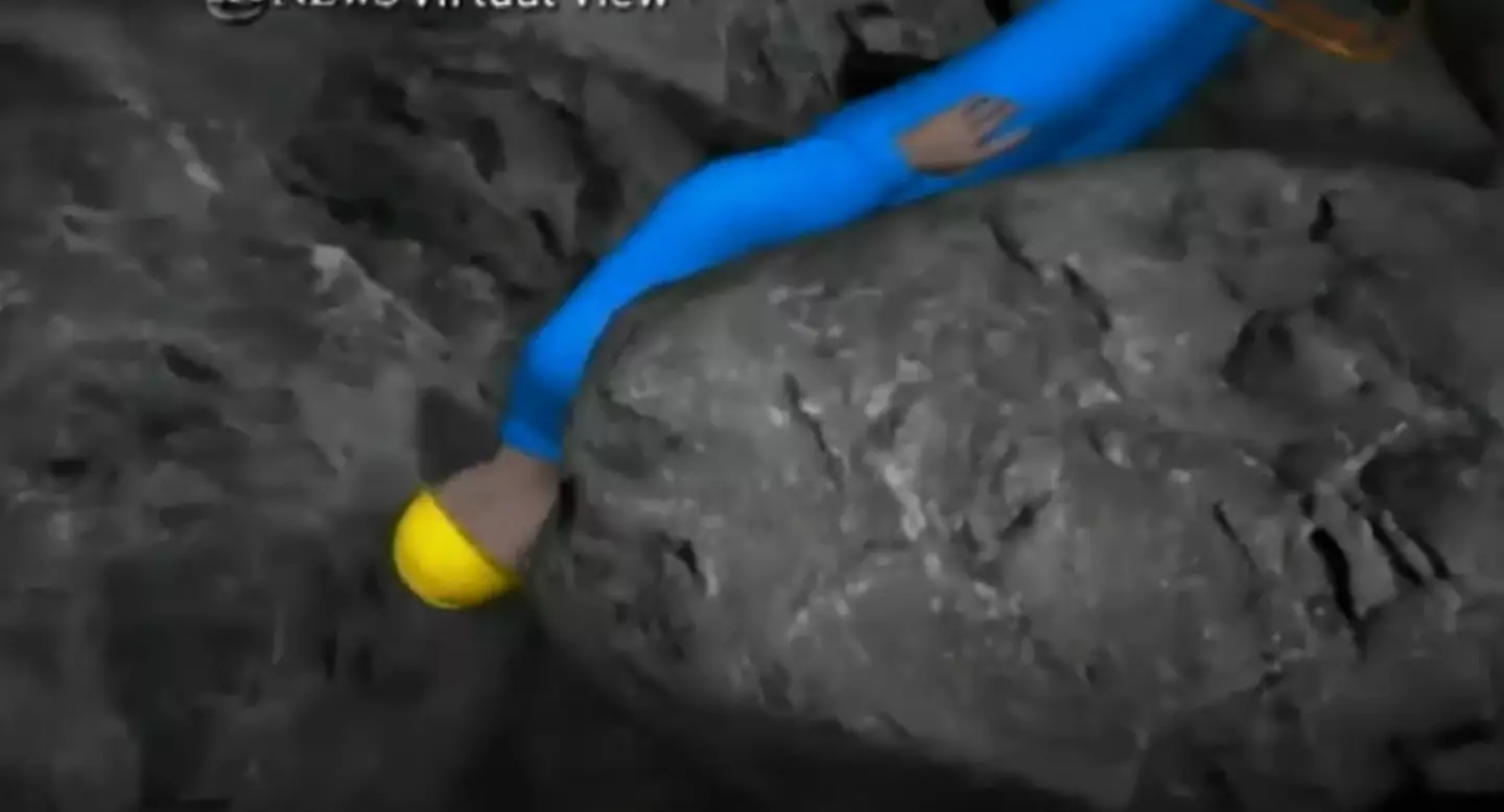 A simulation revealed how stuck the caver was in 2009 (ABC News)
