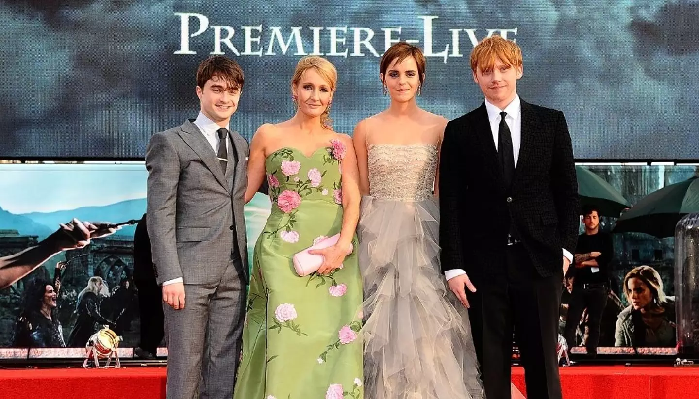 Daniel Radcliffe, JK Rowling, Emma Watson and Rupert Grint at the premiere of Harry Potter and the Deathly Hallows: Part 2 in 2011. (