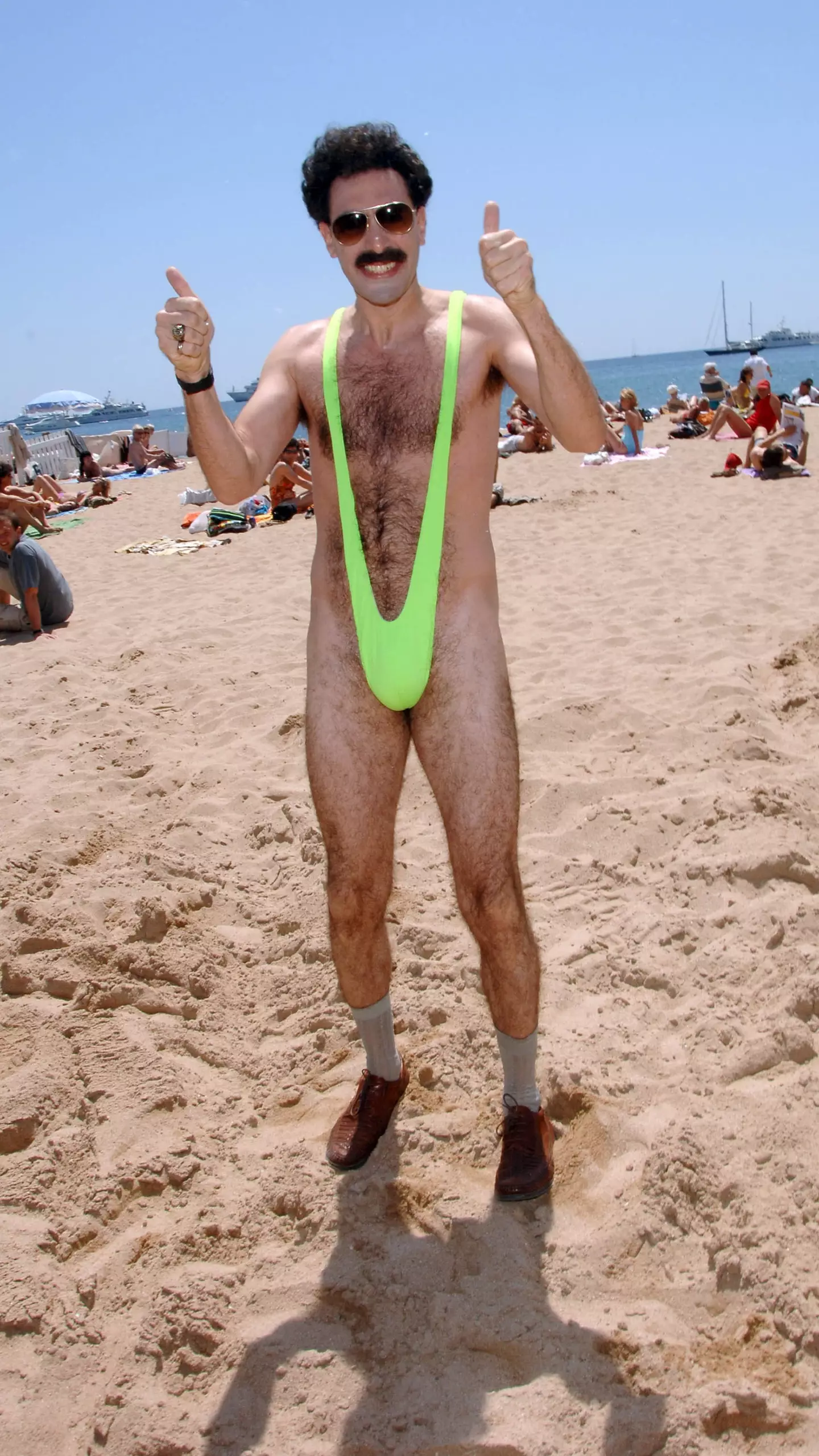 Sacha Baron Cohen as Borat.