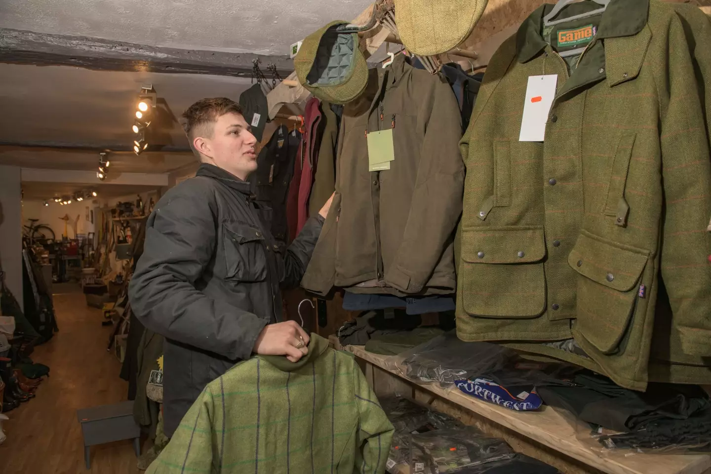 The shop sells tools, antiques, fishing items and clothing.