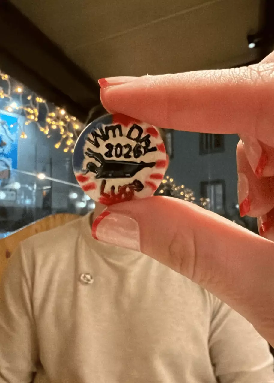 She hid his face with one of her homemade pins (Instagram/sophia.kirkby)