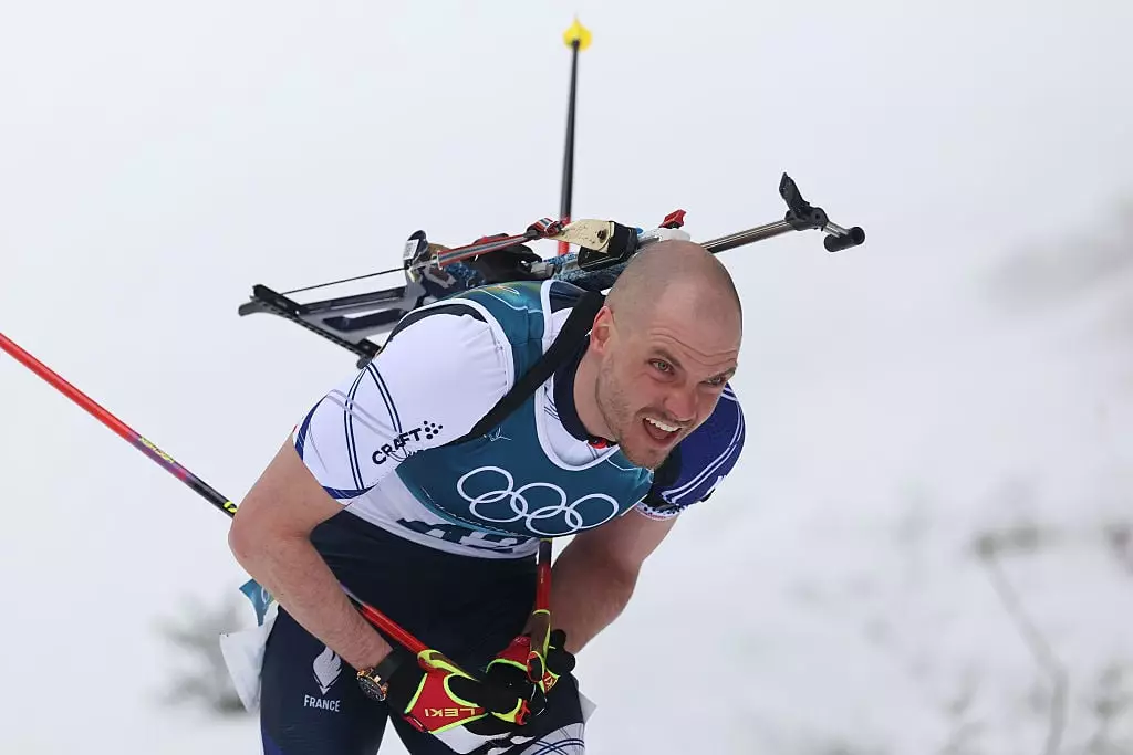 Emilien Jacquelin piled in on the Norwegian athlete (Alexander Hassenstein/Getty Images)