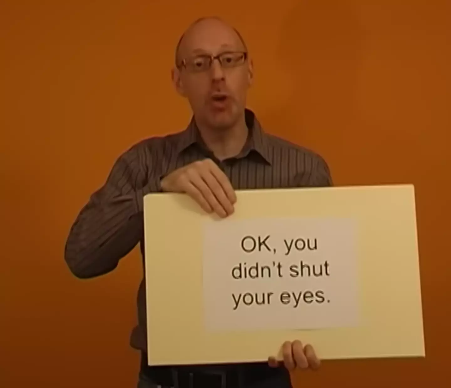 'World's quickest personality test' takes less than a minute and answers big question you may have about your life 2 POV: You didn't do as you were told when he said to close your eyes, which means you're a bit suspicious. (YouTube/Quirkology)
