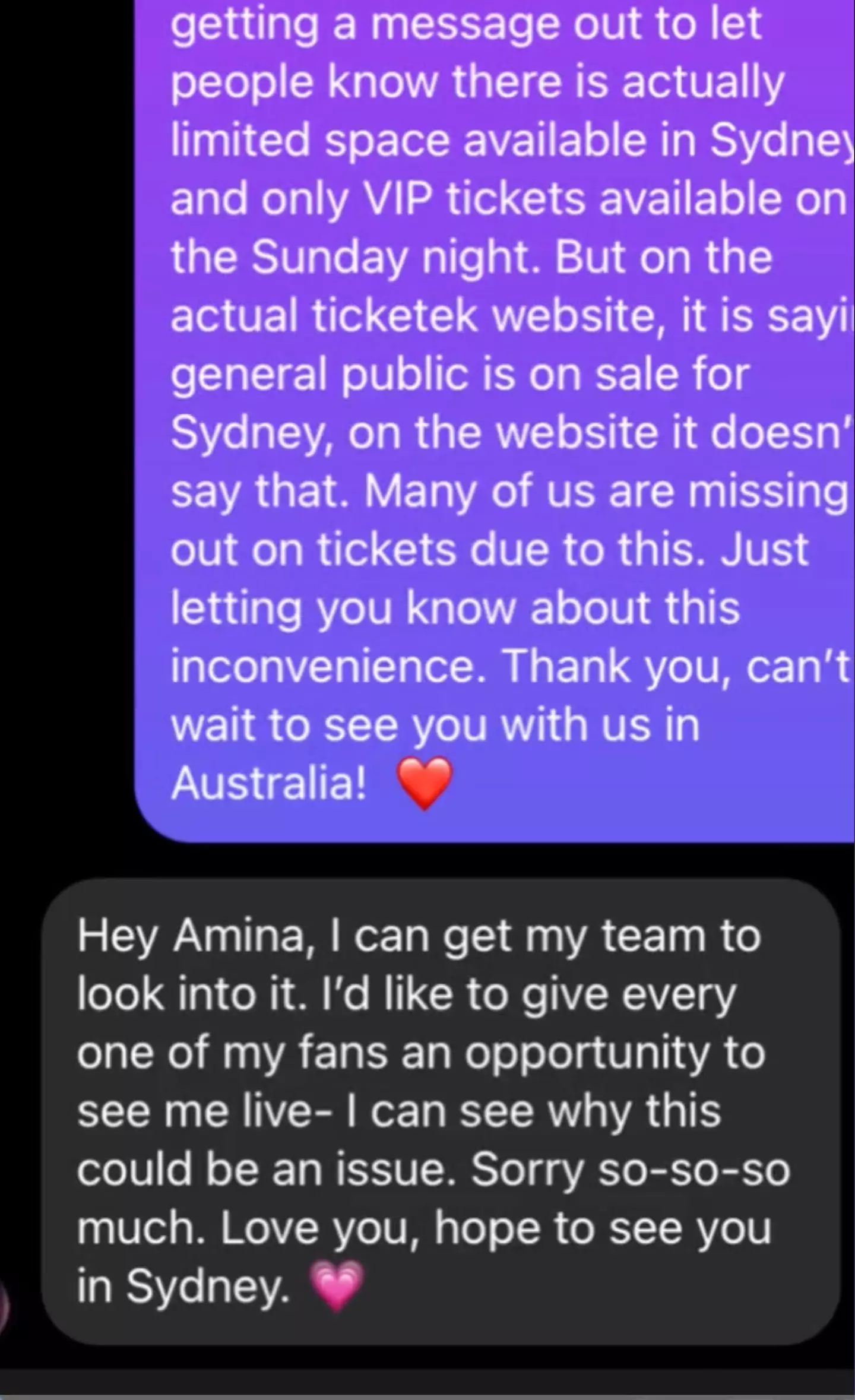 To her amazement, Taylor - or her account anyway - actually responded.