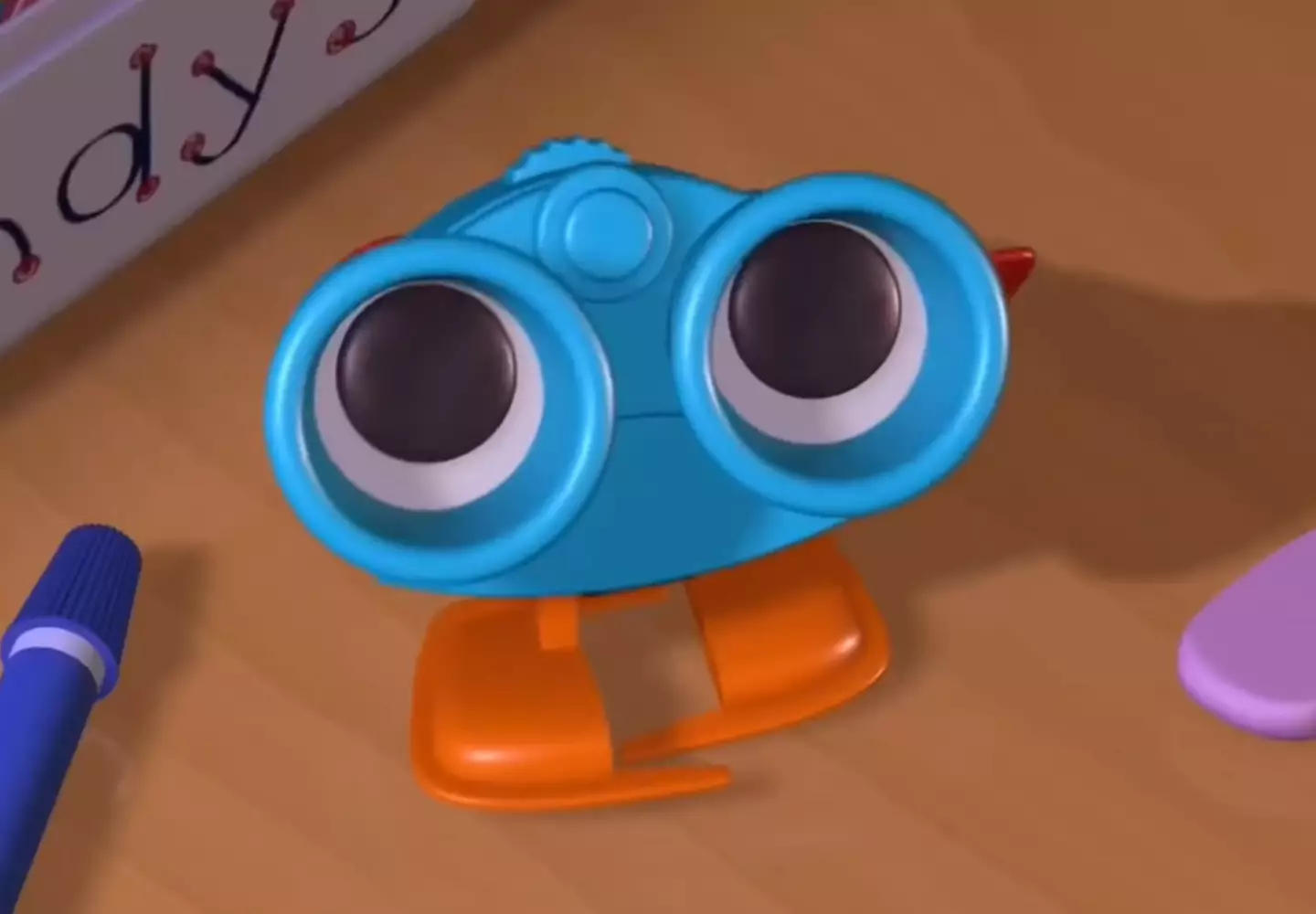 Lenny the Binoculars and Wheezy's speaking voice were provided by the same person (Pixar)