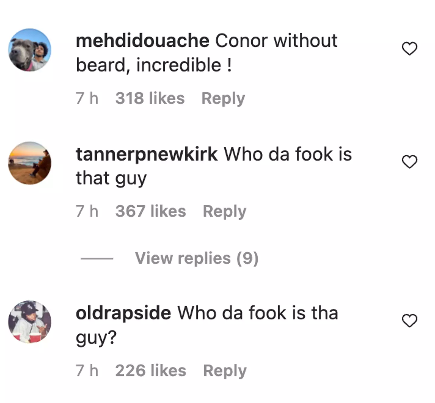 Fans were taken aback by McGregor's lack of beard.