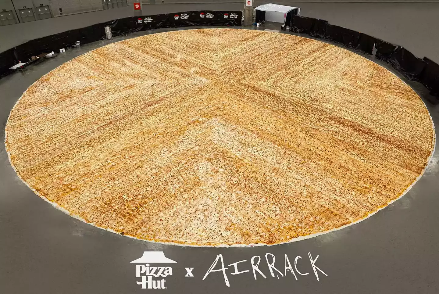 There was enough pizza for about 68,000 slices which were donated to local charities.