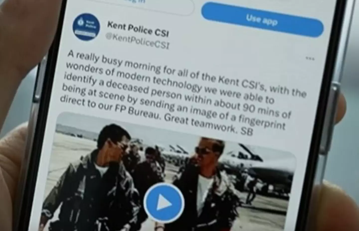 The police used a Top Gun GIF to celebrate identifying Azar's body.