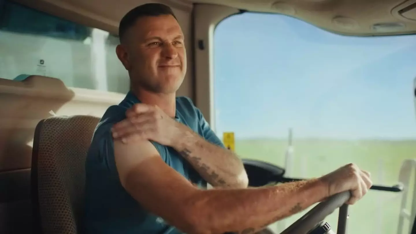 The advert originally featured two farmers showing off their tans.