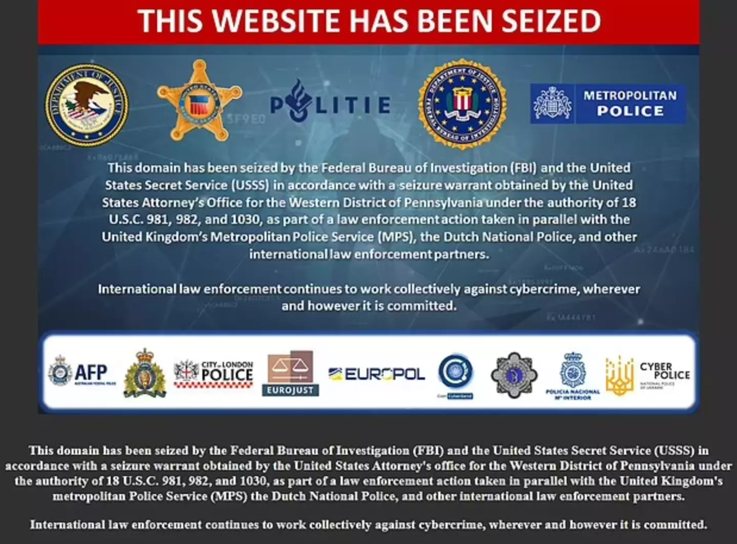 The website has since been taken down by the Metropolitan Police.