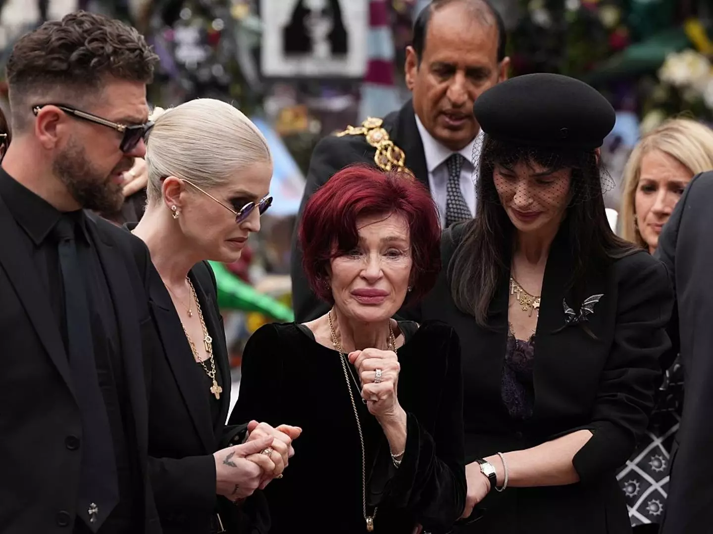 Sharon and her children at Ozzy's emotional funeral on Wednesday (Loannis Alexopoulos/Anadolu via Getty Images)