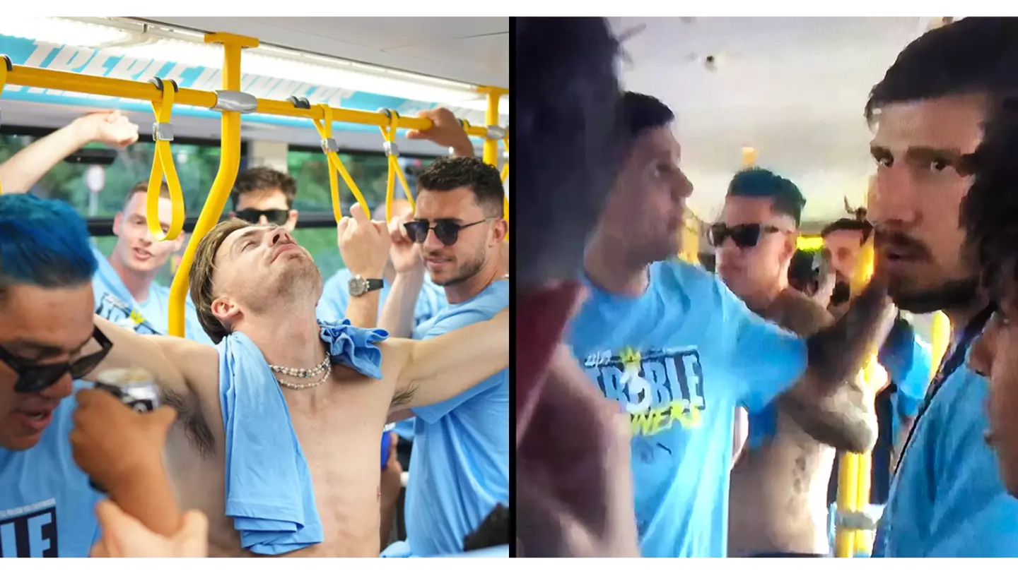 Man City players forced to take tram as parade finally gets underway despite thunderstorm
