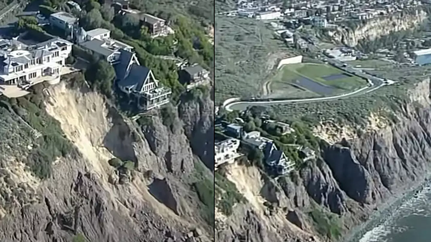 Concern as multimillion-pound mansions are spotted hanging dangerously off the edge of cliff