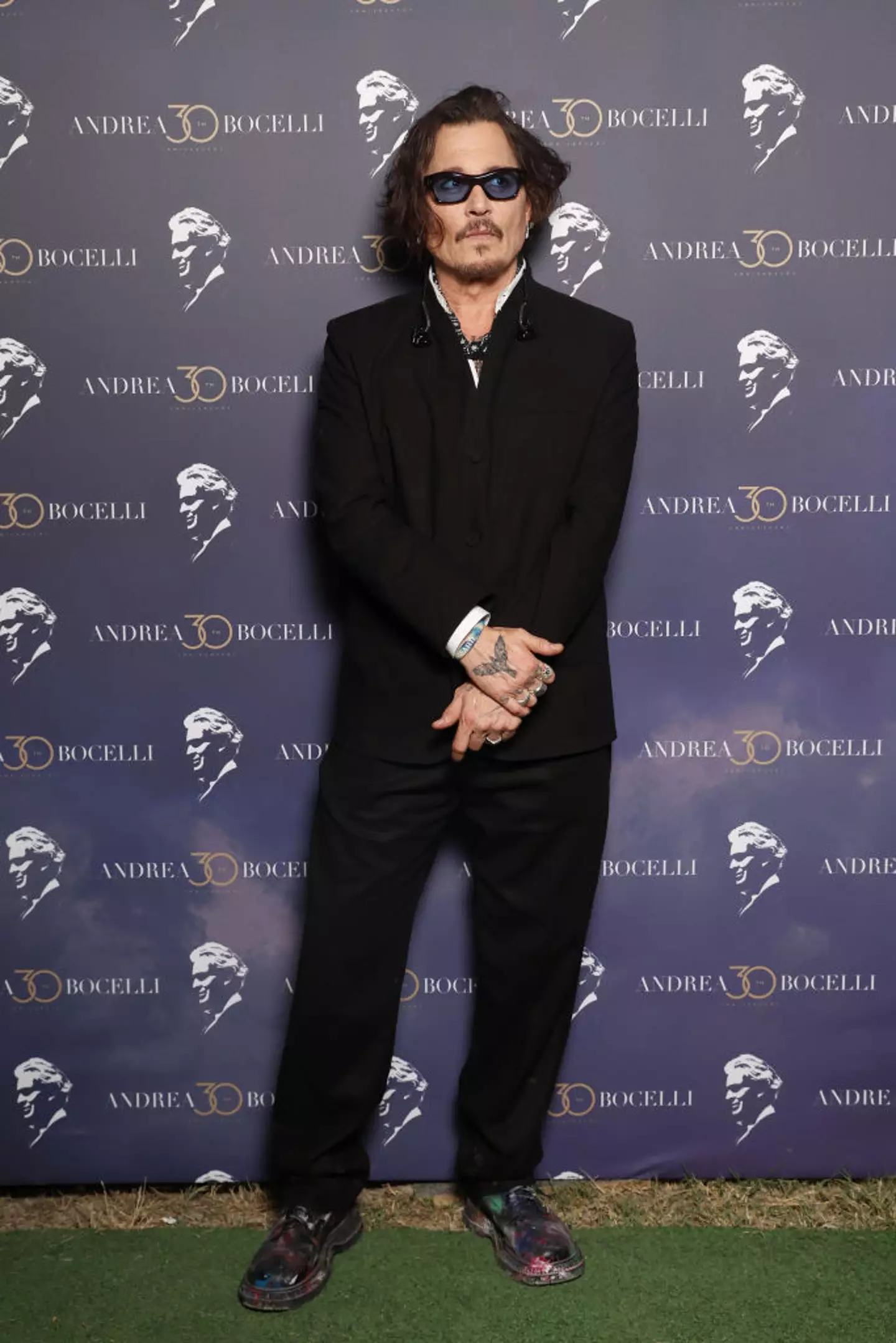Johnny Depp attended the 'Andrea Bocelli 30: The Celebration' event in Italy. (Vittorio Zunino Celotto/Getty Images for Mercury Studios)