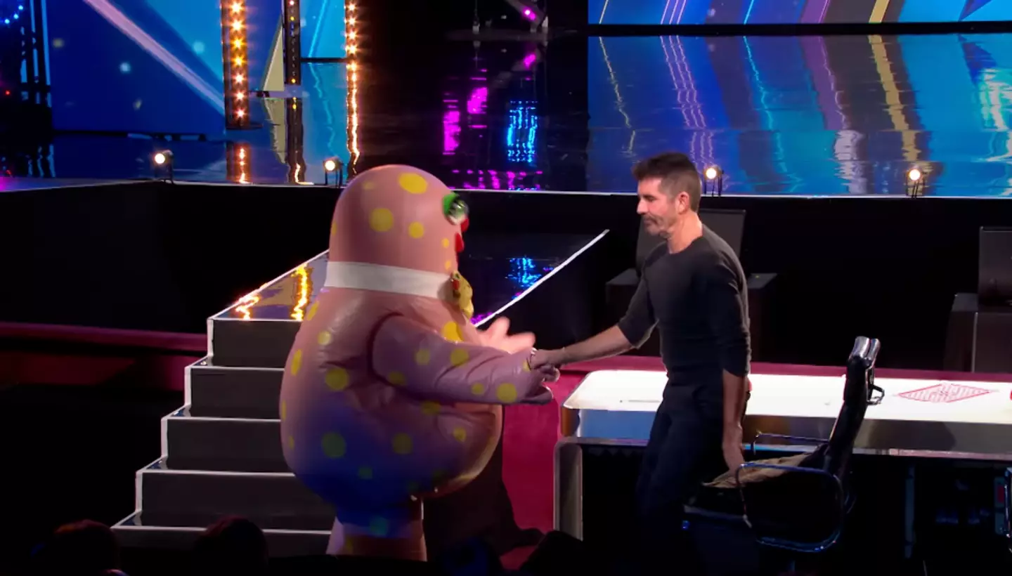 Last night, Cowell, Amanda Holden, Alesha Dixon and Bruno Tonioli were back in action on BGT as the iconic Mr Blobby character took to the stage.