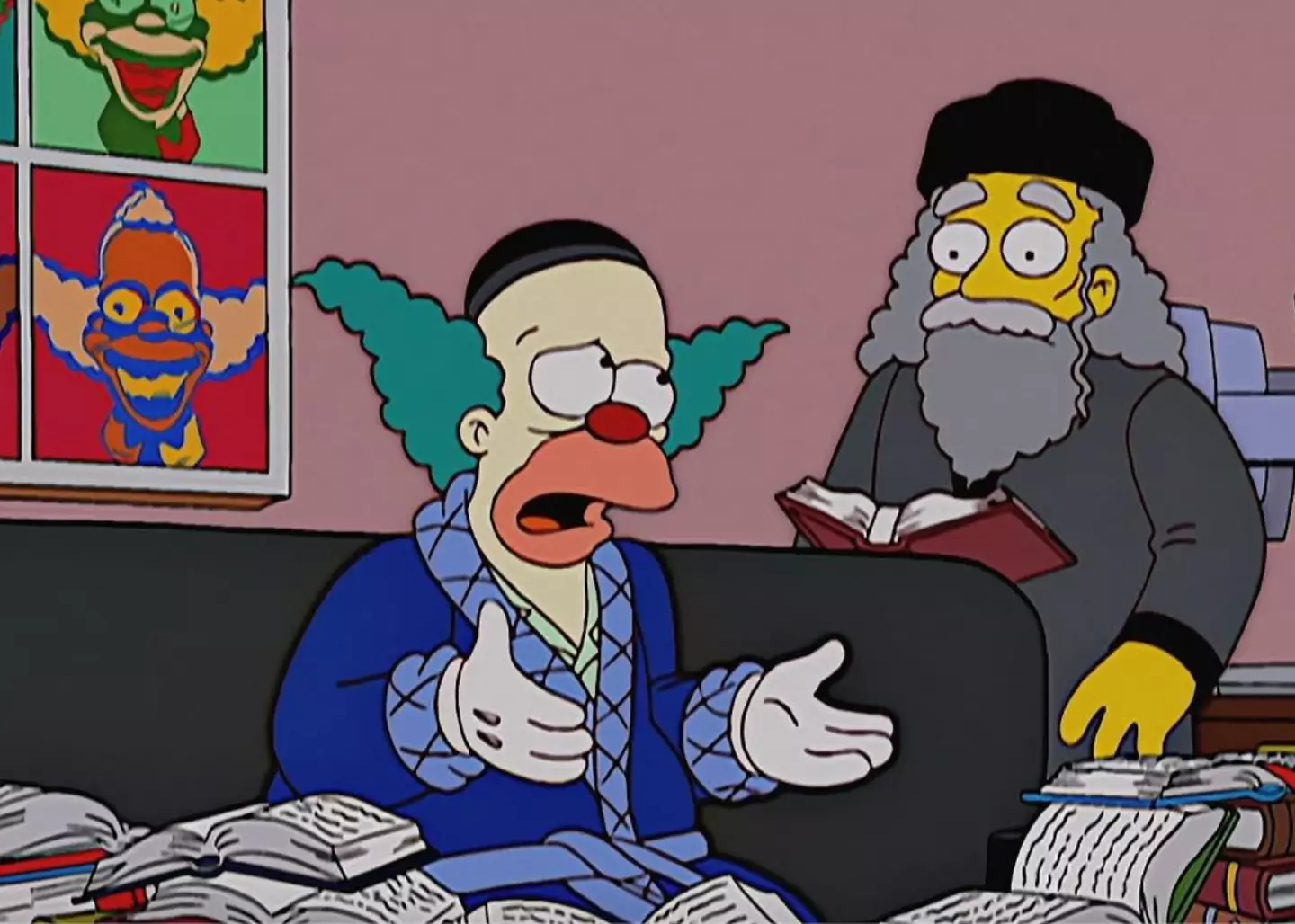 Rabbi Hyman Krustofsky died unexpectedly during a conversation with his son Krusty. (Disney)